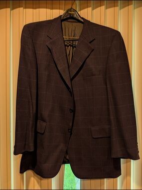 Cezane Brand Men's Dark Grey Windowpane Sport Coat 48R